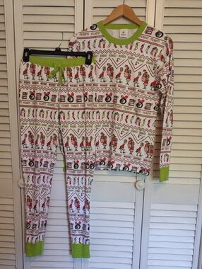 EEUC Hanna Anderson Holiday Grinch Print Dr. Seuss Unisex Adult Pajamas Size XS